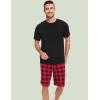 GYS Men’s Pajama Sets, Ultra Soft Bamboo Viscose Sleepwear, Short Sleeve Shirts and Shorts Loungewear Pjs Set with Pockets(Black/Black Red Plaid)