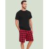 GYS Men’s Pajama Sets, Ultra Soft Bamboo Viscose Sleepwear, Short Sleeve Shirts and Shorts Loungewear Pjs Set with Pockets(Black/Black Red Plaid)