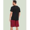 GYS Men’s Pajama Sets, Ultra Soft Bamboo Viscose Sleepwear, Short Sleeve Shirts and Shorts Loungewear Pjs Set with Pockets(Black/Black Red Plaid)