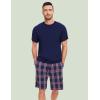 GYS Men’s Pajama Sets, Ultra Soft Bamboo Viscose Sleepwear, Short Sleeve Shirts and Shorts Loungewear Pjs Set with Pockets(Navy/Navy Plaid)