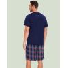GYS Men’s Pajama Sets, Ultra Soft Bamboo Viscose Sleepwear, Short Sleeve Shirts and Shorts Loungewear Pjs Set with Pockets(Navy/Navy Plaid)