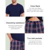 GYS Men’s Pajama Sets, Ultra Soft Bamboo Viscose Sleepwear, Short Sleeve Shirts and Shorts Loungewear Pjs Set with Pockets(Navy/Navy Plaid)