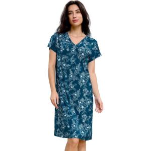 GYS Women’s Nightgowns Bamboo Viscose Soft and Comfy Short Sleeve Pajama Dress(Drawn Flowers)