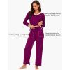 GYS Bamboo Viscose Pajama Sets for Women Soft Long Sleeve Sleepwear V Neck Top with Pants Jammies Lounge Set(Dark Purple)
