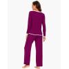 GYS Bamboo Viscose Pajama Sets for Women Soft Long Sleeve Sleepwear V Neck Top with Pants Jammies Lounge Set(Dark Purple)