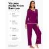 GYS Bamboo Viscose Pajama Sets for Women Soft Long Sleeve Sleepwear V Neck Top with Pants Jammies Lounge Set(Dark Purple)