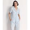GYS Women’s Pajama Set Bamboo Viscose Notch Collar Button Down Short Sleeve Top with Pants 2 Piece Sleepwear(Blue Stripes)