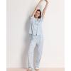 GYS Women’s Pajama Set Bamboo Viscose Notch Collar Button Down Short Sleeve Top with Pants 2 Piece Sleepwear(Blue Stripes)