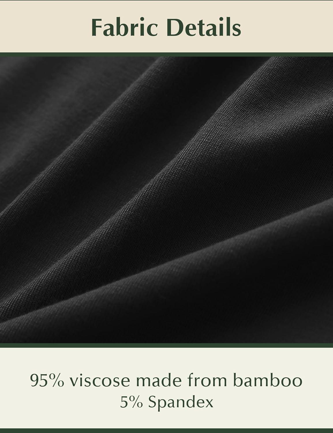 imageGYS Bamboo Viscose Womens Nightgowns Classic Short Sleeve V Neck Sleep DressBlack