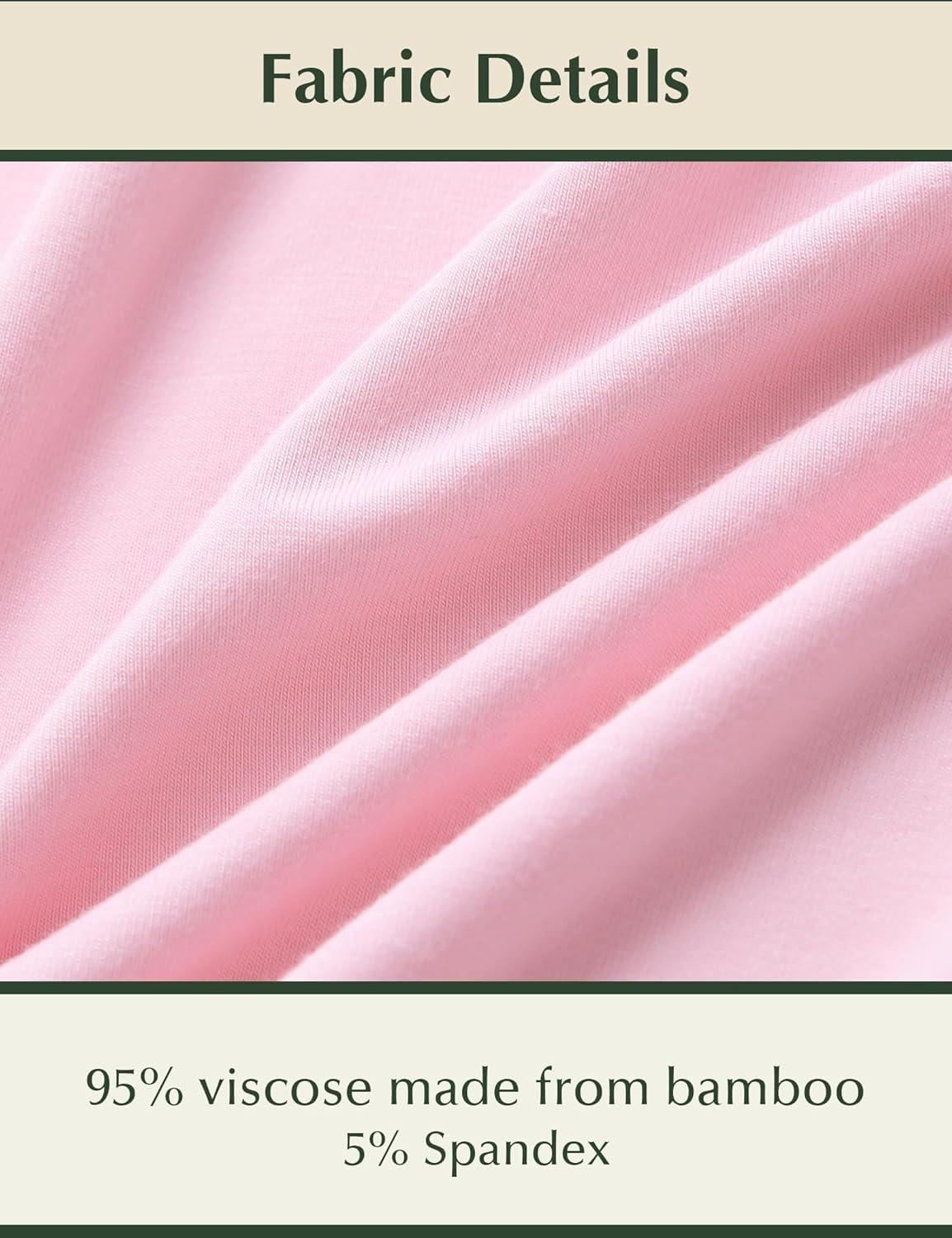 imageGYS Bamboo Viscose Womens Nightgowns Classic Short Sleeve V Neck Sleep DressPink