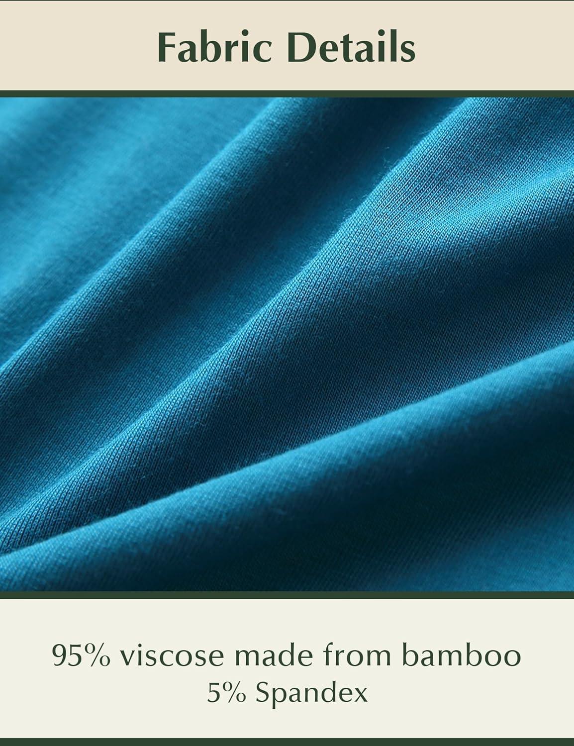 imageGYS Bamboo Viscose Womens Nightgowns Classic Short Sleeve V Neck Sleep DressTeal Blue