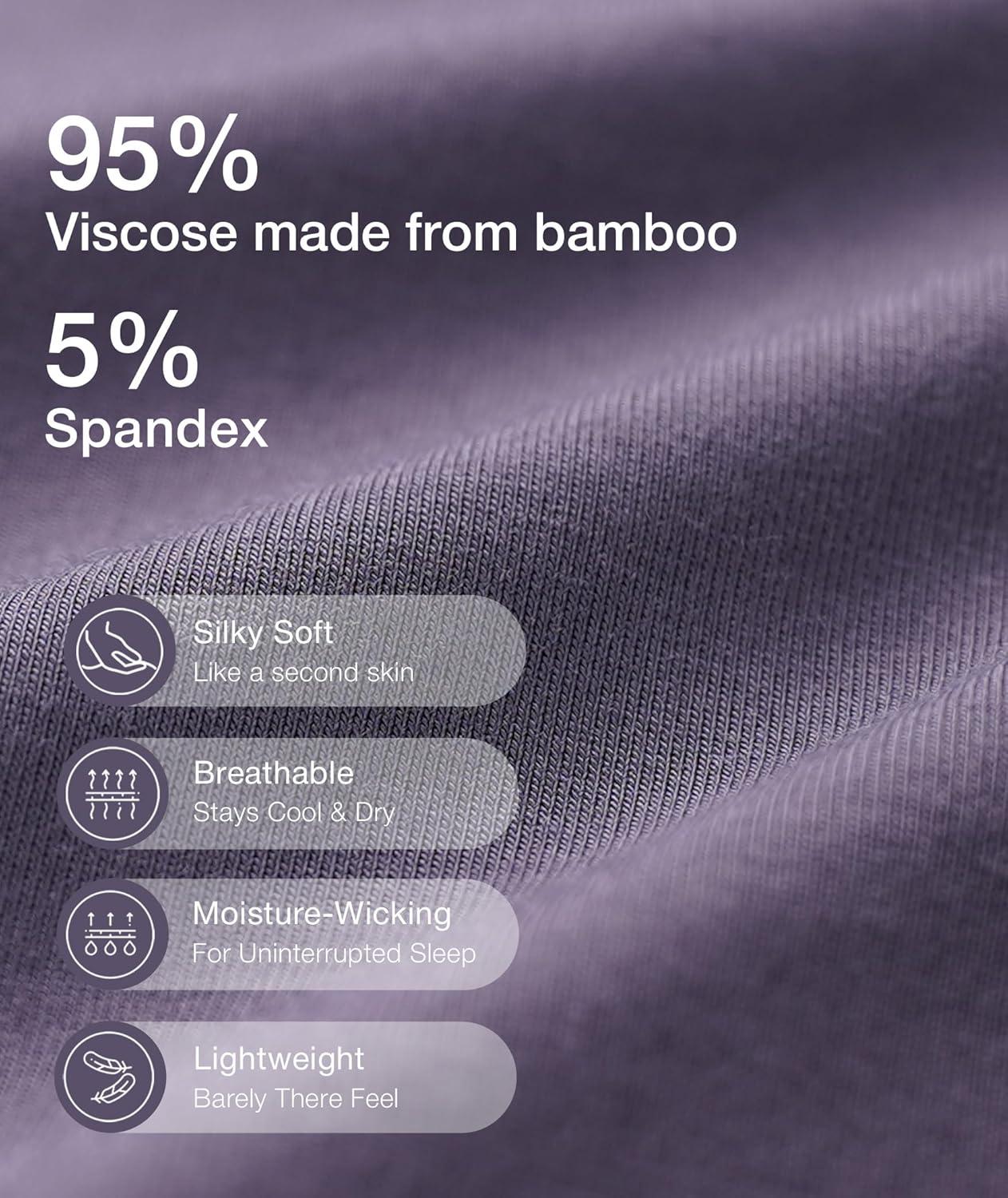 imageGYS Viscose from Bamboo Womens Pajama Sets Super Soft Long Sleeve Sleepwear Comfy Winter Pjs Sets S4XA Round Neck Air Purple