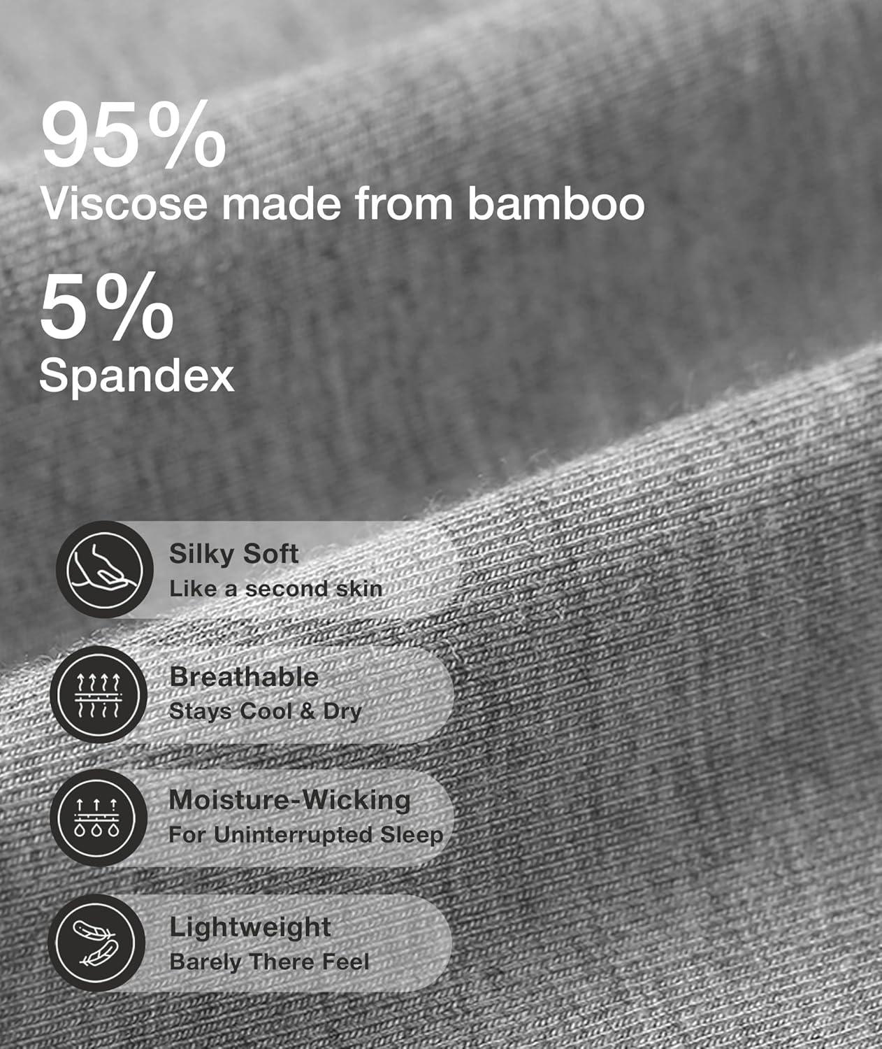 imageGYS Viscose from Bamboo Womens Pajama Sets Super Soft Long Sleeve Sleepwear Comfy Winter Pjs Sets S4XA Round Neck Heather Grey