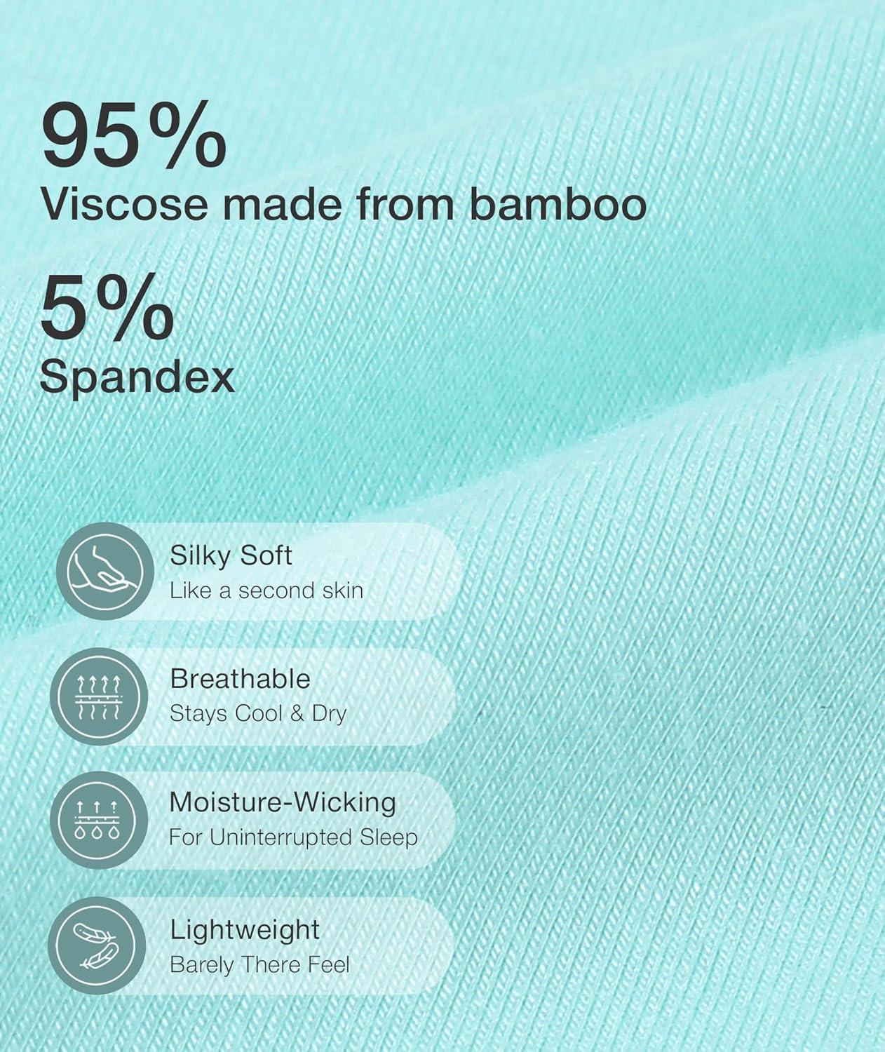 imageGYS Viscose from Bamboo Womens Pajama Sets Super Soft Long Sleeve Sleepwear Comfy Winter Pjs Sets S4XB V Neck Aqua