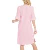 GYS Bamboo Viscose Nightgowns for Women Short Sleeve Crewneck Sleep Shirt(Pink)