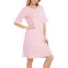 GYS Bamboo Viscose Nightgowns for Women Short Sleeve Crewneck Sleep Shirt(Pink)