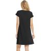 GYS Bamboo Viscose Nightgowns for Women Short Sleeve Sleep Shirts Crew Neck Sleepwear Soft Ladies Pajama Dress(Black)