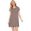 GYS Bamboo Viscose Nightgowns for Women Short Sleeve Sleep Shirts Crew Neck Sleepwear Soft Ladies Pajama Dress(Camel)