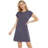 GYS Bamboo Viscose Nightgowns for Women Short Sleeve Sleep Shirts Crew Neck Sleepwear Soft Ladies Pajama Dress(Dark Grey)