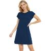 GYS Bamboo Viscose Nightgowns for Women Short Sleeve Sleep Shirts Crew Neck Sleepwear Soft Ladies Pajama Dress(Ink Blue)
