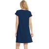 GYS Bamboo Viscose Nightgowns for Women Short Sleeve Sleep Shirts Crew Neck Sleepwear Soft Ladies Pajama Dress(Ink Blue)
