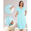 GYS Bamboo Viscose Nightgowns for Women Short Sleeve V Neck Night Shirts with Pockets(Aqua)