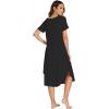 GYS Bamboo Viscose Nightgowns for Women Short Sleeve V Neck Night Shirts with Pockets(Black)