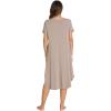 GYS Bamboo Viscose Nightgowns for Women Short Sleeve V Neck Night Shirts with Pockets(Camel)