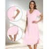 GYS Bamboo Viscose Nightgowns for Women Short Sleeve V Neck Night Shirts with Pockets(Pink)