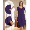 GYS Bamboo Viscose Nightgowns for Women Short Sleeve V Neck Night Shirts with Pockets(Purple)