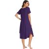 GYS Bamboo Viscose Nightgowns for Women Short Sleeve V Neck Night Shirts with Pockets(Purple)