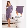 GYS Bamboo Viscose Nightgowns for Women, Soft Long Sleeve V Neck Night Shirts Sleepwear, Below the Knee Long Nightgown Pajama(Air Purple)