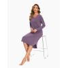 GYS Bamboo Viscose Nightgowns for Women, Soft Long Sleeve V Neck Night Shirts Sleepwear, Below the Knee Long Nightgown Pajama(Air Purple)
