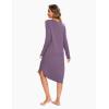 GYS Bamboo Viscose Nightgowns for Women, Soft Long Sleeve V Neck Night Shirts Sleepwear, Below the Knee Long Nightgown Pajama(Air Purple)