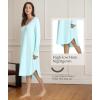 GYS Bamboo Viscose Nightgowns for Women, Soft Long Sleeve V Neck Night Shirts Sleepwear, Below the Knee Long Nightgown Pajama(Aqua)