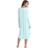 GYS Bamboo Viscose Nightgowns for Women, Soft Long Sleeve V Neck Night Shirts Sleepwear, Below the Knee Long Nightgown Pajama(Aqua)