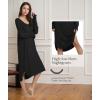 GYS Bamboo Viscose Nightgowns for Women, Soft Long Sleeve V Neck Night Shirts Sleepwear, Below the Knee Long Nightgown Pajama(Black)
