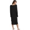 GYS Bamboo Viscose Nightgowns for Women, Soft Long Sleeve V Neck Night Shirts Sleepwear, Below the Knee Long Nightgown Pajama(Black)