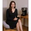 GYS Bamboo Viscose Nightgowns for Women, Soft Long Sleeve V Neck Night Shirts Sleepwear, Below the Knee Long Nightgown Pajama(Black)