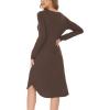 GYS Bamboo Viscose Nightgowns for Women, Soft Long Sleeve V Neck Night Shirts Sleepwear, Below the Knee Long Nightgown Pajama(Brown)