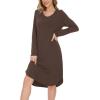 GYS Bamboo Viscose Nightgowns for Women, Soft Long Sleeve V Neck Night Shirts Sleepwear, Below the Knee Long Nightgown Pajama(Brown)