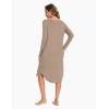 GYS Bamboo Viscose Nightgowns for Women, Soft Long Sleeve V Neck Night Shirts Sleepwear, Below the Knee Long Nightgown Pajama(Camel)