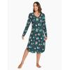GYS Bamboo Viscose Nightgowns for Women, Soft Long Sleeve V Neck Night Shirts Sleepwear, Below the Knee Long Nightgown Pajama(Christmas Green)