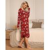 GYS Bamboo Viscose Nightgowns for Women, Soft Long Sleeve V Neck Night Shirts Sleepwear, Below the Knee Long Nightgown Pajama(Christmas Red)