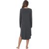 GYS Bamboo Viscose Nightgowns for Women, Soft Long Sleeve V Neck Night Shirts Sleepwear, Below the Knee Long Nightgown Pajama(Dark Heather Grey)