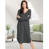 GYS Bamboo Viscose Nightgowns for Women, Soft Long Sleeve V Neck Night Shirts Sleepwear, Below the Knee Long Nightgown Pajama(Dark Heather Grey)
