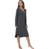 GYS Bamboo Viscose Nightgowns for Women, Soft Long Sleeve V Neck Night Shirts Sleepwear, Below the Knee Long Nightgown Pajama(Dark Heather Grey)
