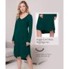 GYS Bamboo Viscose Nightgowns for Women, Soft Long Sleeve V Neck Night Shirts Sleepwear, Below the Knee Long Nightgown Pajama(Green)