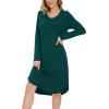 GYS Bamboo Viscose Nightgowns for Women, Soft Long Sleeve V Neck Night Shirts Sleepwear, Below the Knee Long Nightgown Pajama(Green)