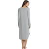 GYS Bamboo Viscose Nightgowns for Women, Soft Long Sleeve V Neck Night Shirts Sleepwear, Below the Knee Long Nightgown Pajama(Heather Grey)